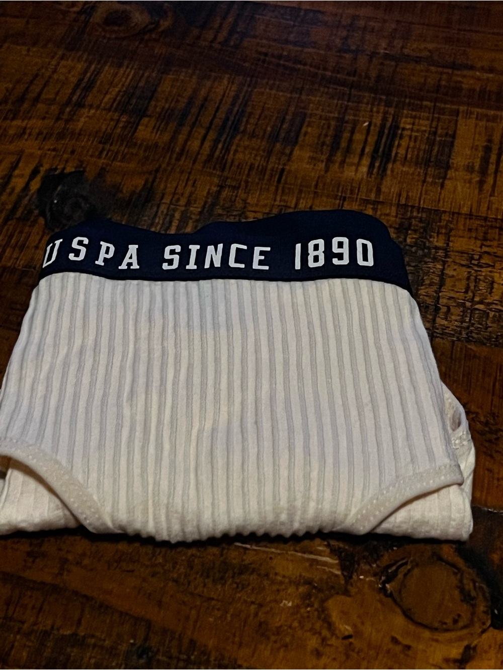 U.S. Polo Assn. White Ribbed woman’s with Navy Elastic